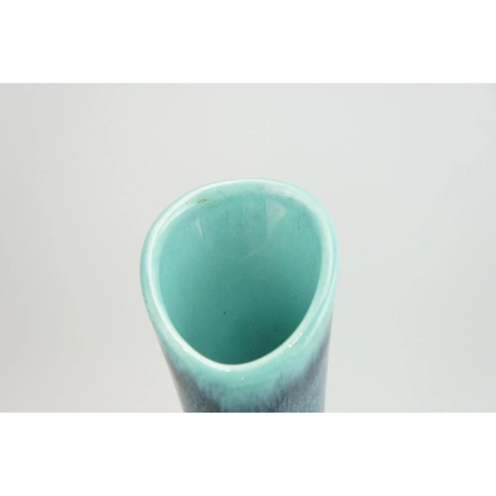 Royal Haeger 408 Ceramic Vase Turquoise Drip Glaze Long Neck 18